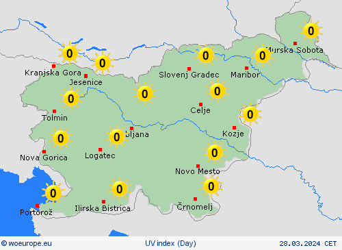 uv index Slovenia Europe Forecast maps