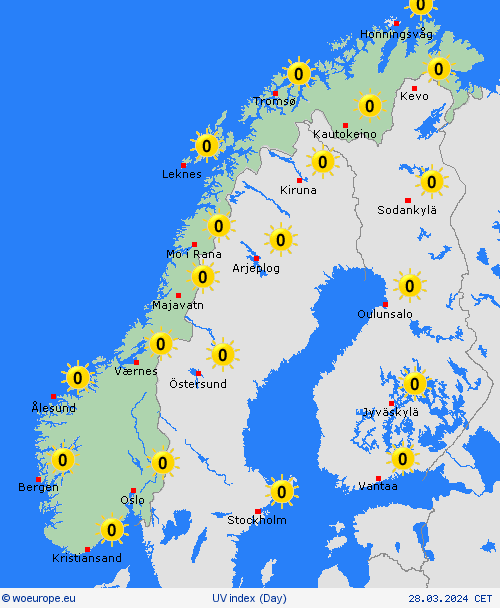 uv index Norway Europe Forecast maps