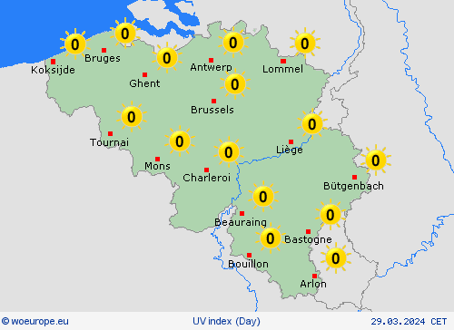 uv index Belgium Europe Forecast maps