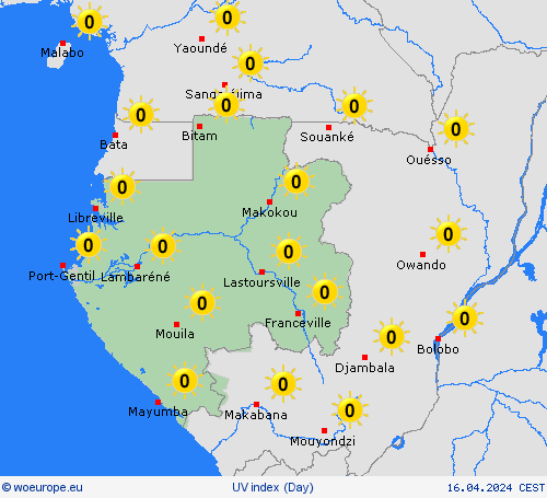 uv index Gabon Africa Forecast maps