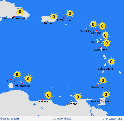 uv index Lesser Antilles Central America Forecast maps