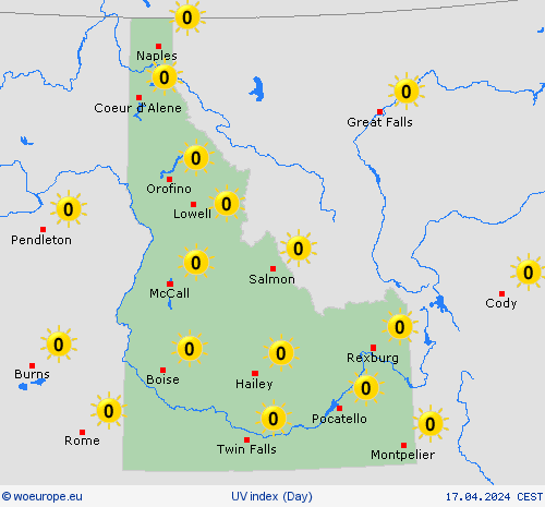 uv index Idaho North America Forecast maps