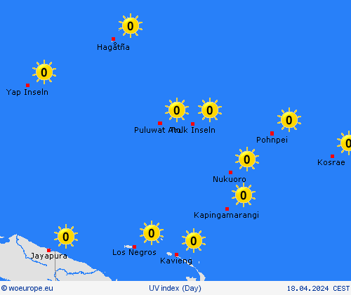 uv index Micronesia Oceania Forecast maps