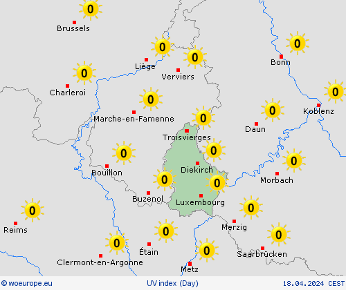 uv index Luxembourg Europe Forecast maps