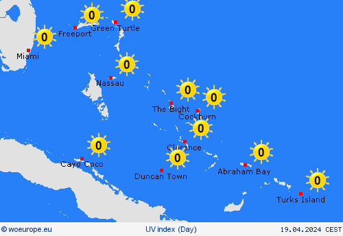 uv index Bahamas Central America Forecast maps