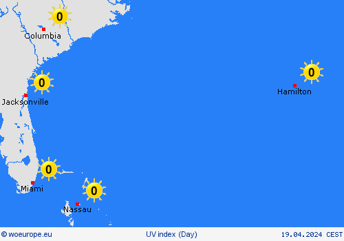 uv index Bermuda Central America Forecast maps