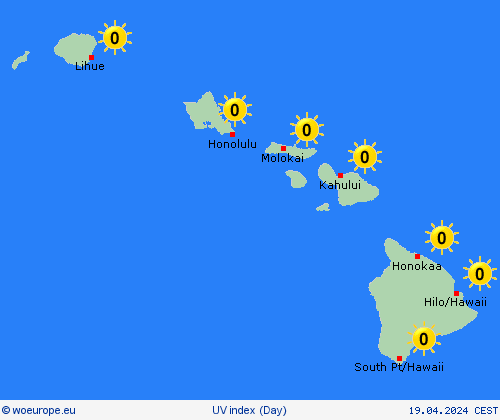 uv index Hawaii North America Forecast maps