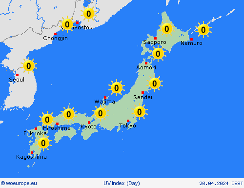 uv index Japan Asia Forecast maps