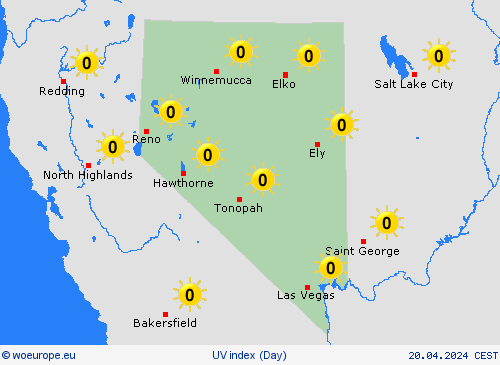 uv index Nevada North America Forecast maps