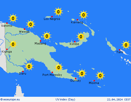 uv index Papua New Guinea Oceania Forecast maps