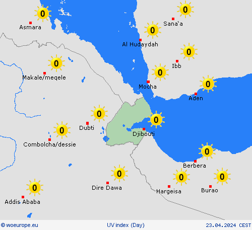 uv index Djibouti Africa Forecast maps