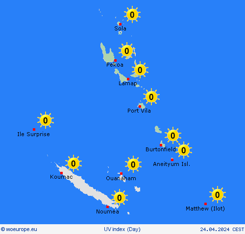 uv index Vanuatu Oceania Forecast maps