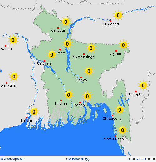 uv index Bangladesh Asia Forecast maps