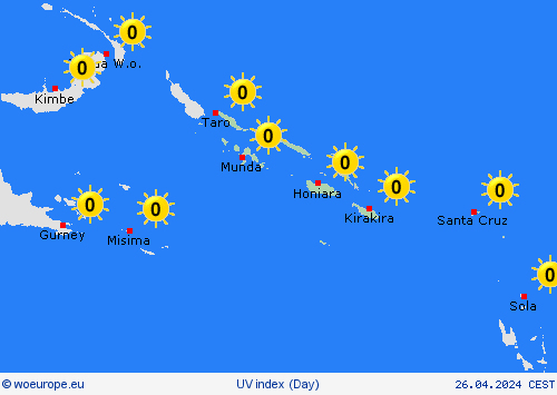 uv index Solomon Islands Oceania Forecast maps