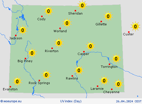 uv index Wyoming North America Forecast maps