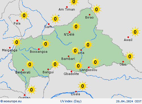 uv index Central African Republic Africa Forecast maps