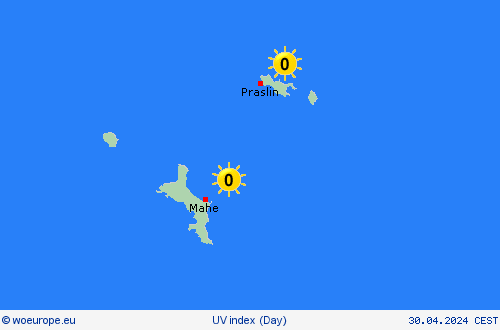 uv index Seychelles Africa Forecast maps