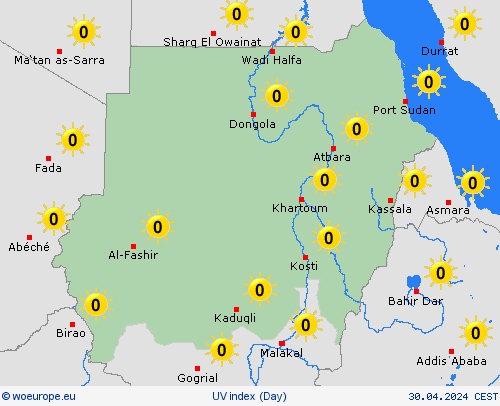 uv index Sudan Africa Forecast maps