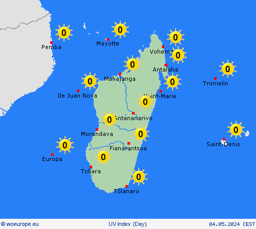 uv index Madagascar Africa Forecast maps