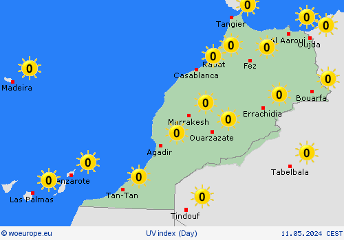 uv index Morocco Africa Forecast maps