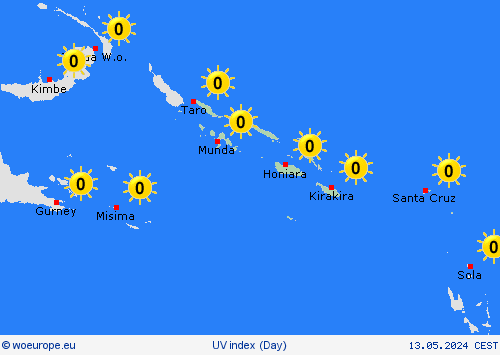 uv index Solomon Islands Oceania Forecast maps