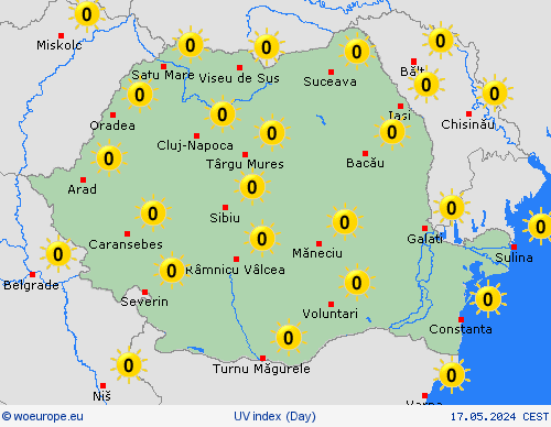 uv index Romania Europe Forecast maps