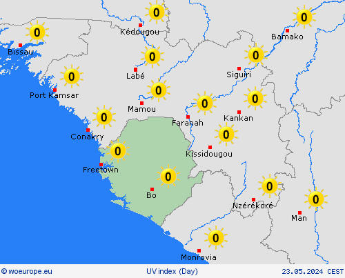 uv index Sierra Leone Africa Forecast maps