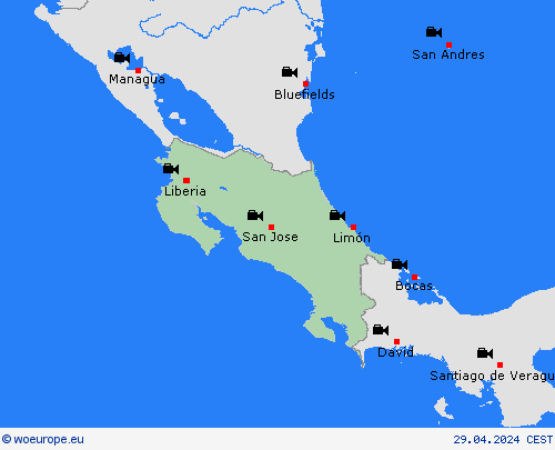 webcam Costa Rica Central America Forecast maps