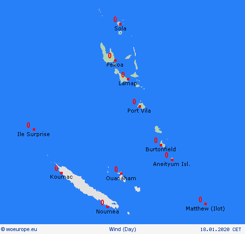 wind Vanuatu Oceania Forecast maps