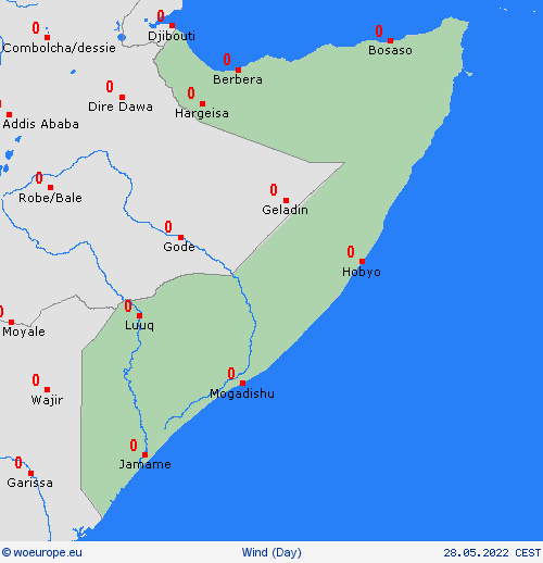 wind Somalia Africa Forecast maps