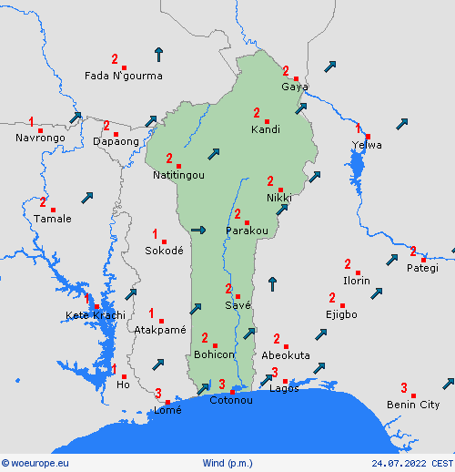 wind Benin Africa Forecast maps