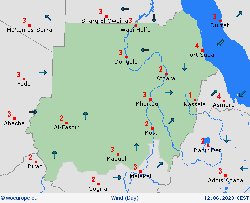 wind Sudan Africa Forecast maps