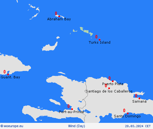 wind Turks and Caicos Central America Forecast maps