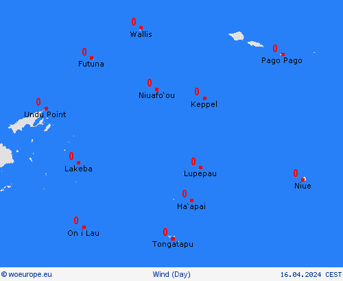 wind Tonga Islands Oceania Forecast maps