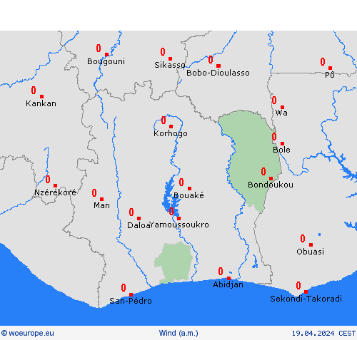 wind Côte d'Ivoire Africa Forecast maps