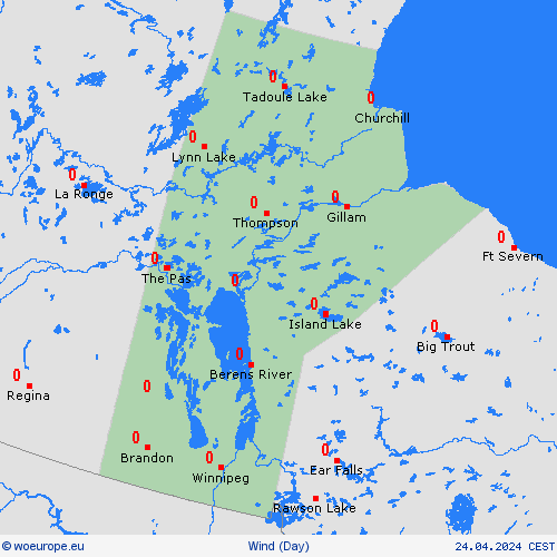 wind Manitoba North America Forecast maps