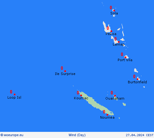wind New Caledonia Oceania Forecast maps