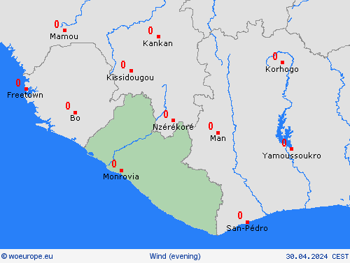 wind Liberia Africa Forecast maps