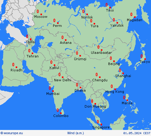 wind  Asia Forecast maps