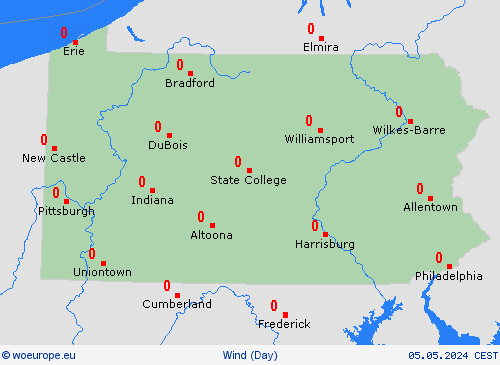 wind Pennsylvania North America Forecast maps