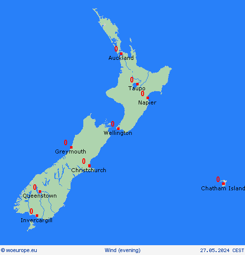 wind New Zealand Oceania Forecast maps