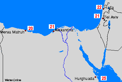 Egypte, Israel Sea Temperature Maps