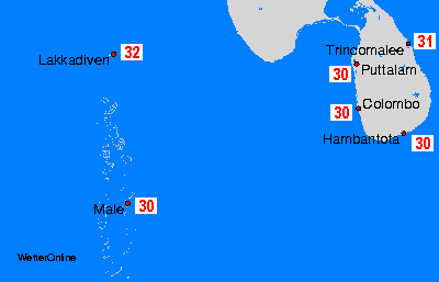 Maledives, Sri Lanka Sea Temperature Maps